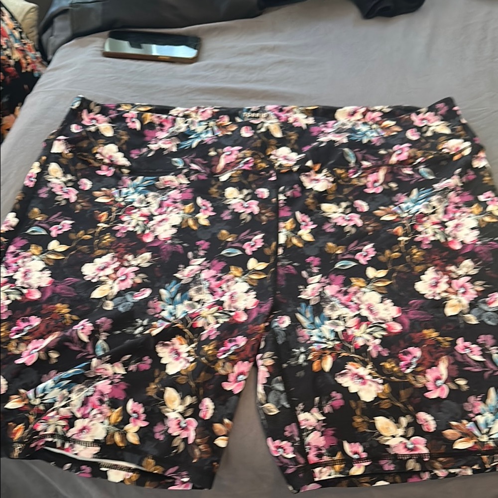 Torrid Active Black and Pink Floral Shorts